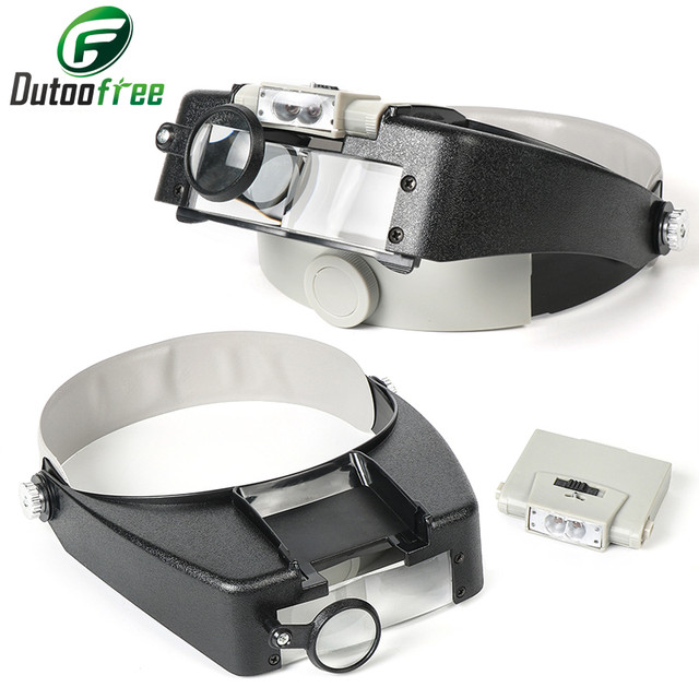 Headband Magnifier Head Magnifying Glass Lens Loupe With Led Light